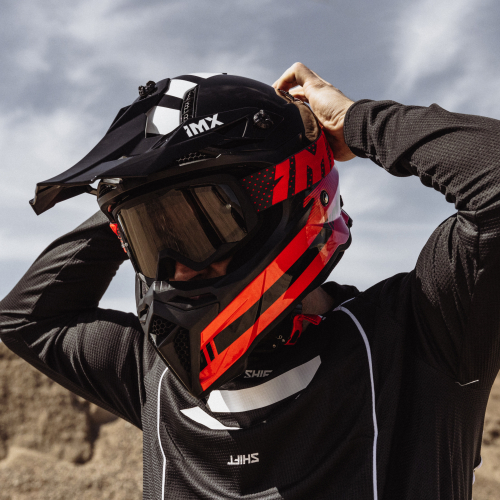 GOGLE cross quad IMX ENDURANCE FLIP BLACK MATT/RED - Szyba DARK SMOKE + Clear